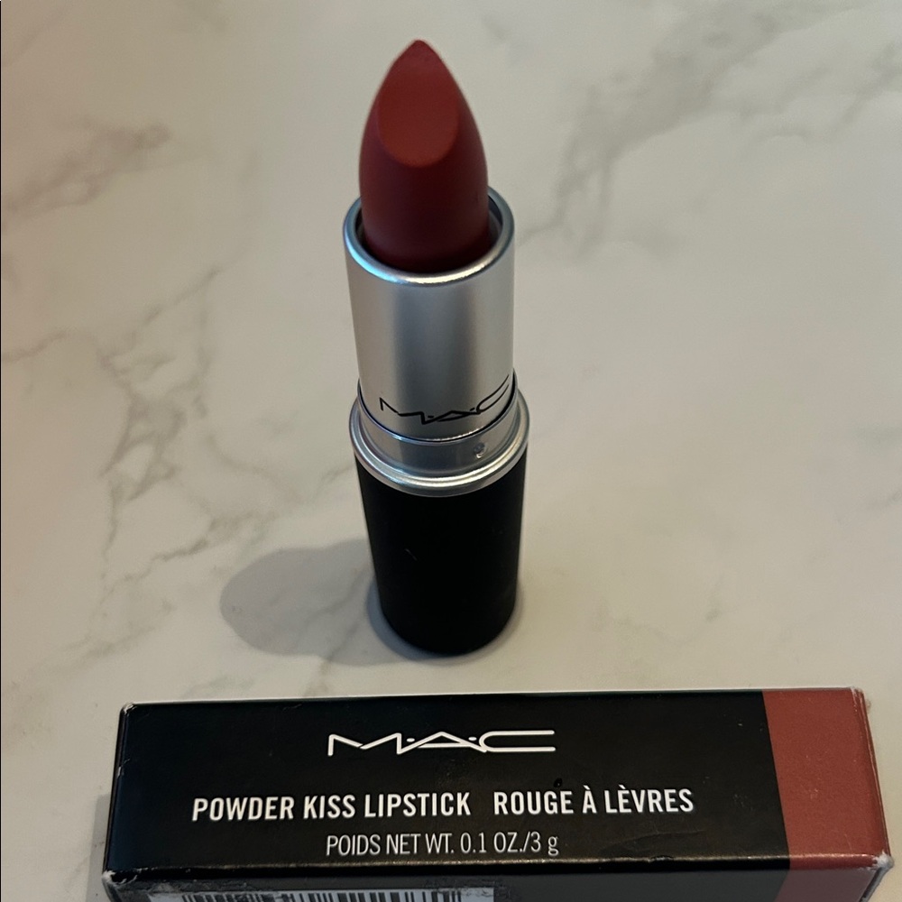 MAC Cosmetics Powder Kiss Lipstick color 316 Devoted to chili
